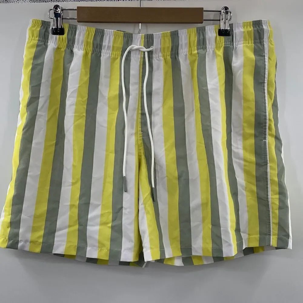 3For$20 Men's GoodFellow Yellow Strips Swim Trunks size Large